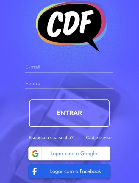 Print da tela inicial do app CDF